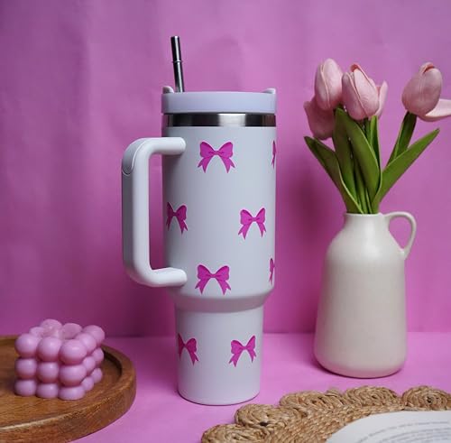 Image of 1200ML Stainless Steel Tumbler Hot and Cold with Handle and Lid and 2 Straws, Double Insulated Cup Leak Proof Mug Cupholder for Gym, Travelling (crimsone)