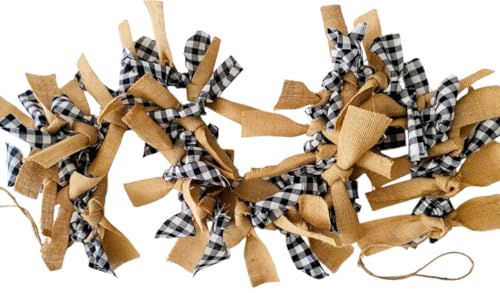 Red Buffalo Check Plaid Fabric Garland, Black & White Rag Tie Garlands ...
