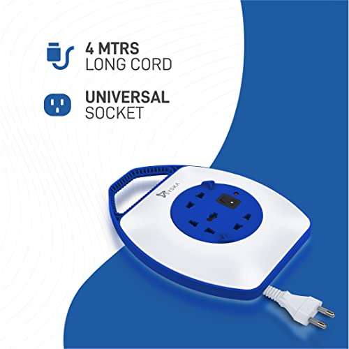 Image of SYSKA SSK-PW-0302A-WB Power Wheel with Surge Protection, Strong ABS Material Body, 4 Meter Long (White-Blue)