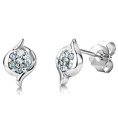 Preisvergleich Produktbild ByJoy Damen-Ohrstecker 925 Sterling- Silber Rundschliff Blau Topas