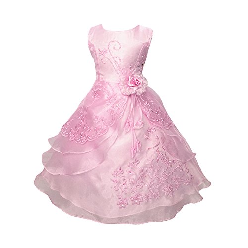 LSERVER-Vestido de Flores Para Las Niñas y Princesas en Verano Para Fiestas Rosa 15-16 Años