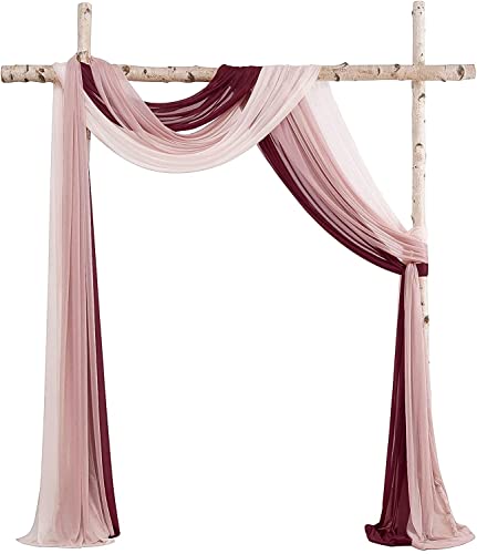 Dloapesy Wedding Party Reception Arch Draping Fabric 3 Panels 30" x 20Ft Chiffon Fabric Drapery Wedding Ceremony Reception Swag Decorations (3PCS