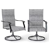 Patio Swivel Chairs Set of 2, Outdoor Dining Chairs with 360° Rotation & 15° Rocking Motion, Ergonomic Design, Comfortable Waterproof Fabric, Ideal for Backyard, Porch, Garden, Lawn, and Deck(Grey)