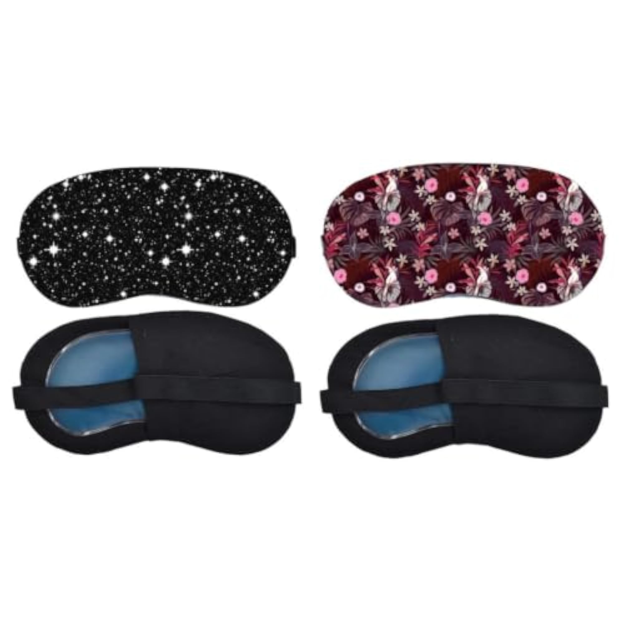 Starry Night Sky Burgundy Botanical Floral Sleeping Mask Combo