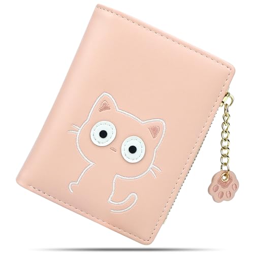 Portefeuille femme en cuir rose Conisy avec blocage RFID