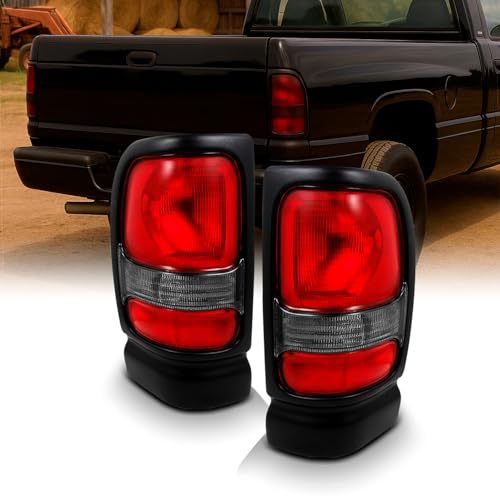 AKKON - For Dodge Ram 1500/2500/3500 Pickup Truck Red Clear Tail Lights Brake Lamp Replacement Pair Left + Right