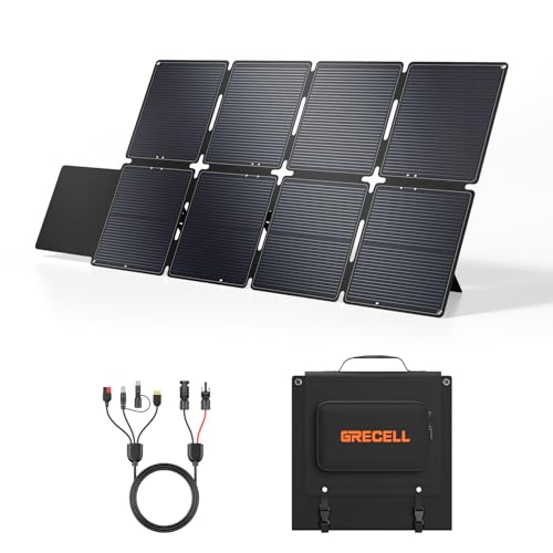 GRECELL 240W Portable Solar Panel for Power Station, Ultra Light Foldable Solar Panel Kit, 25% High Efficiency, IP65 Waterproof, Solar Charger for Outdoor Camping RV Boat Home Backup Power, Off-Grid