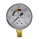 ManometroaBassaPressione 0-3bar/0-40psi,ManometroperAcqua da 1/4BSPT,Piccolo Manometro a Bassa Pressione,ManometroPressione Acqua,Manometroadoppia scala,Manometro per Vuoto Multifunzione