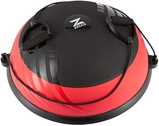 ZELUS 58cm Half Exercise Ball Stability Balance Board with Resistance Bands for Yoga Workouts, Half Dome Pilates Yoga Balance Ball Trainer with Foot Air Pump