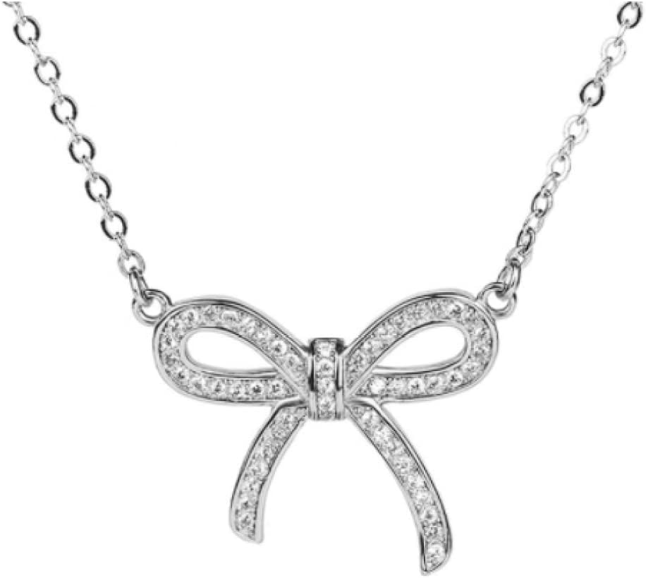 Collier nœud en argent S925 et zircon brillant pour femme