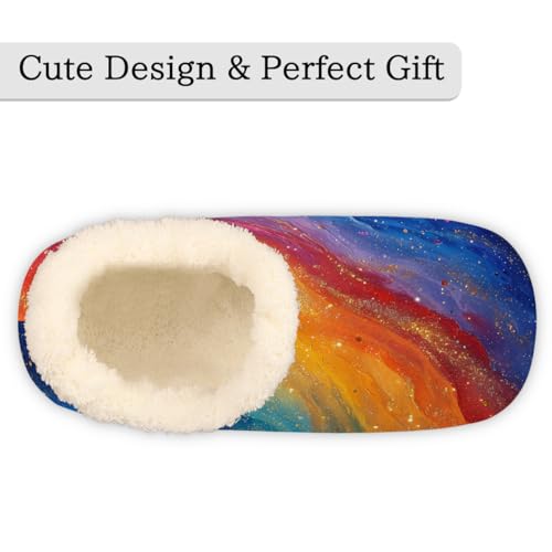 Rainbow Color Glitter Slippers for Women Slipper Socks Soft Fuzzy House Slippers Shoes for Indoor Bedroom, Winter Cozy Christmas Gifts3