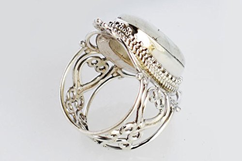 Bague pierre de lune argent 925 ne verdit pas le doigt taille 60 - 5