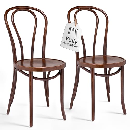 1018 Hairpin Bentwood Dining Chairs Set of 2 | Natural Handcrafted Wood Frame, Rustic Indoor Furniture | Wooden Chair for Kitchen Table, Coffee Shop, Cafe, or Bistro | Dining Room Chairs in Walnut