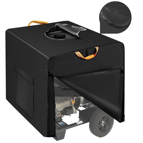 Universelle Generator Abdeckung für Außenbereich mit 2 Wasserdicht Reißverschlüssen, 800D Oxford Heavy Duty Generator Cover Schutz Outdoor mit 2 Reflektierenden Griffen und Großen Taschen (81x62x60cm)