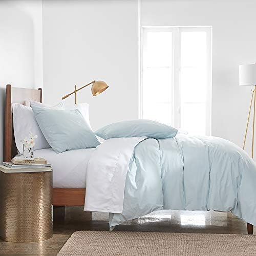 Simply Put 3 Piece Duvet Cover Set- 100% Cotton Ultra Soft Percale Premium Quality Bedding- Full/Queen Size Light Blue