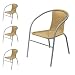 Produktbild Wohaga® 4er Set Bistrostuhl stapelbar, Polyrattanbespannung Beige, pulverbeschichtetes Metallgestell Grau - Stapelstuhl Gartenstuhl Poly Rattan Balkonstuhl Balkonmöbel Terrassenmöbel Gartenmöbel