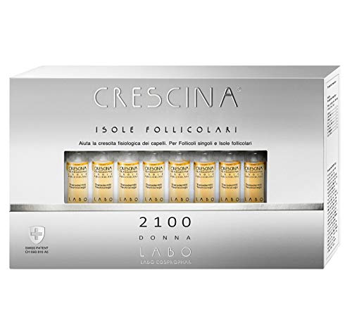 Labo Crescina - Tratamiento para el crecimiento del cabello de las islas folículas, 2100, para mujer, 40 ampollas