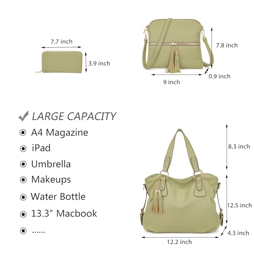 Image of Qiyuer Slouchy Handbag for Women Shoulder Bag Hobo Purse Wallet Set 3pcs