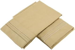 Clara Clark Pillowcases, Set of 2, King Size, Camel Yellow Gold