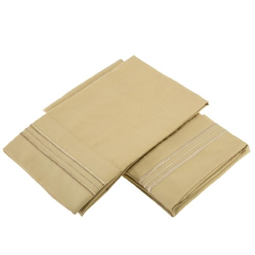Clara Clark Pillowcases, Set of 2, King Size, Camel Yellow Gold