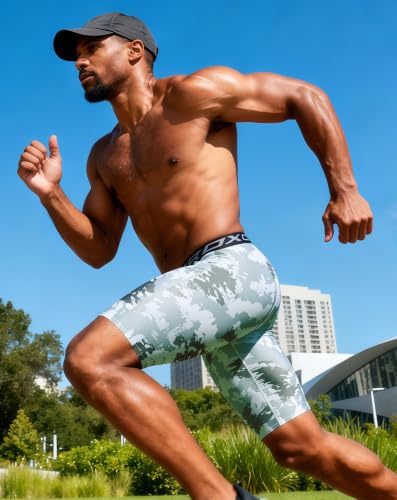Image of Compression Shorts Men Spandex Sport Gym Shorts Athletic Workout Running Tights Training Underwear