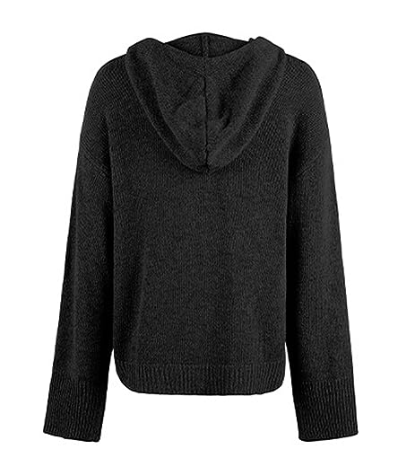 Image of Women's Hooded Cardigan Sweater Long Trendy Button Coat