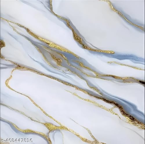 Image of TEKCOOL Wallpaper Waterproof & oil proof Kitchen Tiles Heat Resistant self Adhesive PVC Flooring Sheets Wall Stickers for Floor Kitchen,Wall,Bedroom, Living Room Wallpaper roll(60x200-3pc)(Grey gold)'