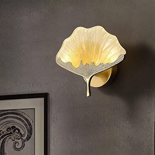 Aplique de pared ginkgo amarillo AMUCK de vidrio con iluminación LED 3