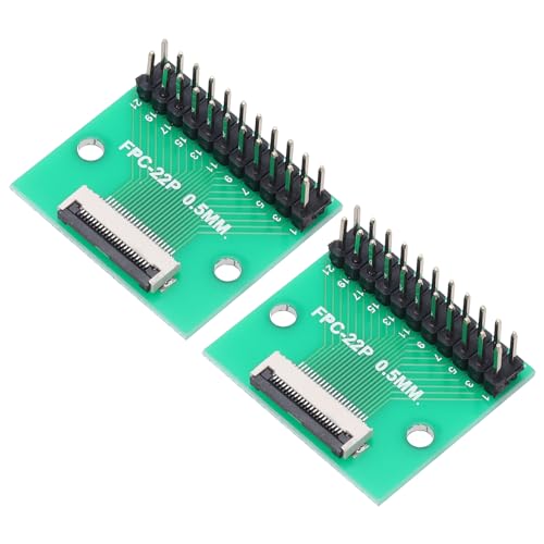 QUARKZMAN 2Pcs Conector de Placa FFC FPC de 22 Pines 0.5mm Socket a 2.54mm Doble Hila de Pines Macho, Adaptador de Tira de Encabezado, Placa Convertidora PCB para Televisores LCD