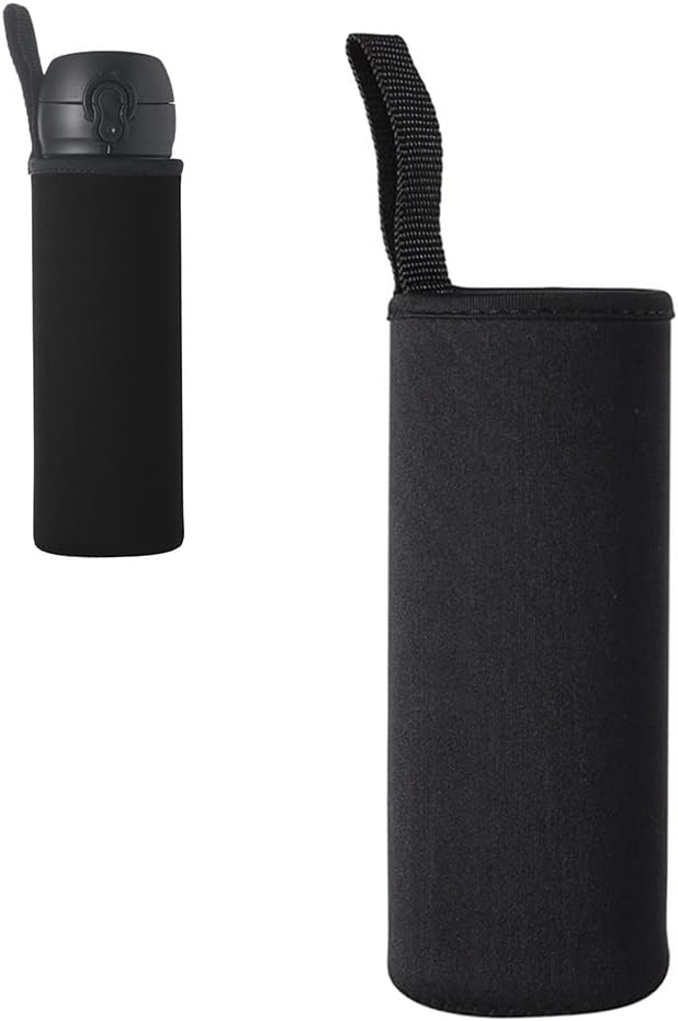 Water Bottle Sleeve Neoprene Pouch for Outdoor Hiking Travel (550ml, Black)