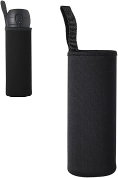 Water Bottle Sleeve Neoprene Pouch for Outdoor Hiking Travel 550ml, Black