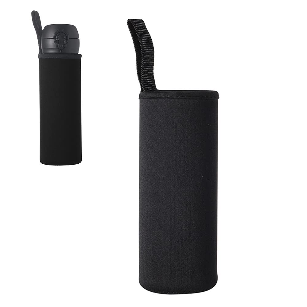 Water Bottle Sleeve Neoprene Pouch for Outdoor Hiking Travel (550ml, Black)