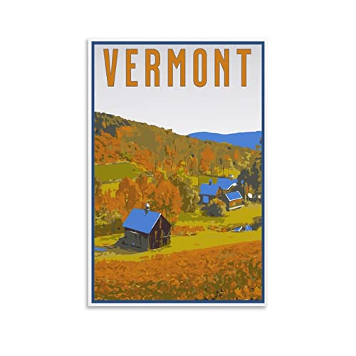ONOTIO Vermont Affiche vintage de voyage Woodland 20 x 30 cm