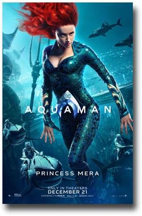 Aquaman Poster Movie Promo 11 X 17 Inches Princess Mera Red Hair Under Water Amazon Co Uk Home Kitchen