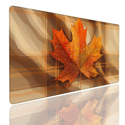 Tapis de bureau gaming accessoire deco grand format épais motif feuille