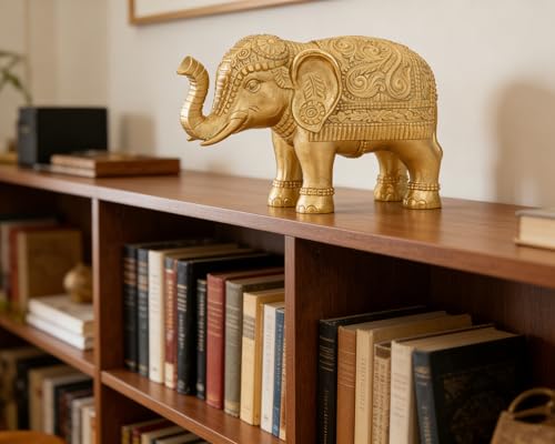 Estatua de Elefante Decoración Hogar 9 Pulgadas Oro miniatura 3