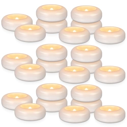 Image of 24 Pack 3 inchFloating Candles Water-Activated Flameless LED Candle, 120 Hour White Battery Operate Waterproof Tealights for Cylinder Vases, Centerpieces at Wedding, Party, Pool,Romantic.