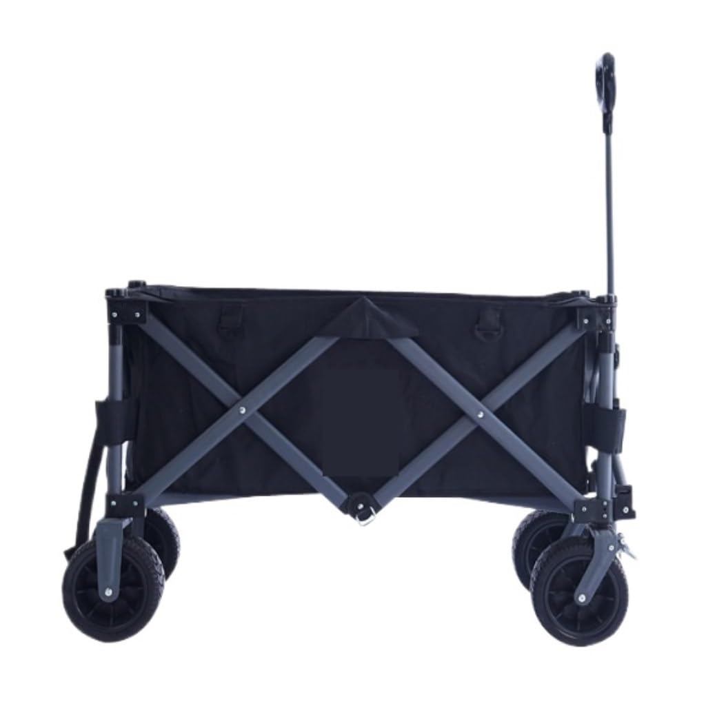 Genérico Carrito de Camping Plegable y práctico de Cuatro Ruedas, portátil, para Playa, Picnic, Pesca y Actividades al Aire Libre. Carrito de Playa Plegable y Ligero con Ruedas para Caravana (Blanco)