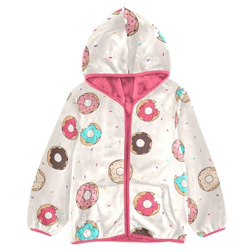 OTVEE Seamless Cut Cartoon Colorful Donuts Kids Hoodie Jacket Fall Spring Full Zip Warm Outwear Coat