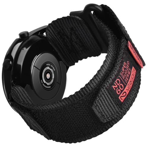 Nereides Band Compatible with Samsung Galaxy Watch 3 45mm/Galaxy Watch 46mm/Gear S3 Frontier/Classic, 22mm Nylon Sport Replacement Strap for Men Women(Black,XL)
