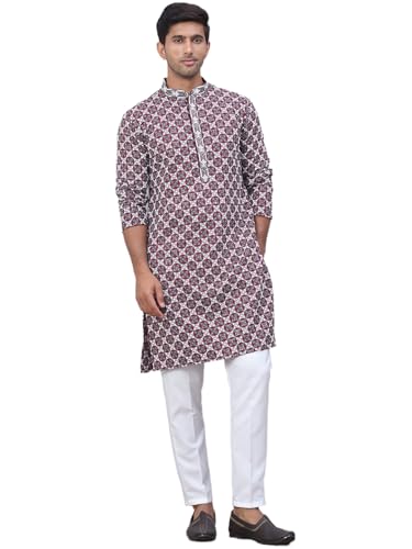 Jompers Purple Embroidered Kurta Pyjama For Men. (Purple, Xl)