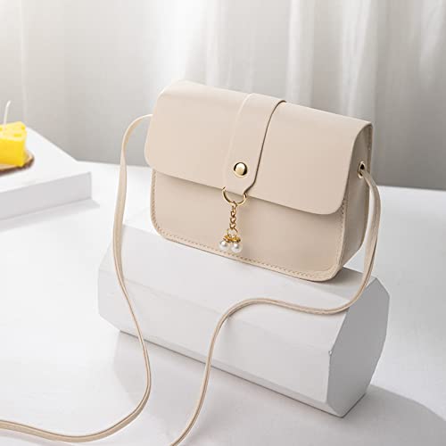 Für Taschen Häkeln Damen-Umhängetasche, modische Perlenanhänger, weiche Lederschnalle, leichte und vielseitige Umhängetasche Baby Taschen Set Junge (White, One Size)