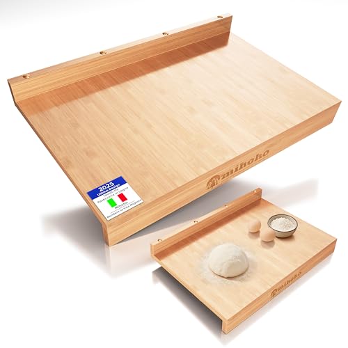 Tagliere in legno, tagliere con bordo, tavola impastatrice reversibile per stendere l'impasto del pane, tagliere con bordo 61X40cm (Legno A)