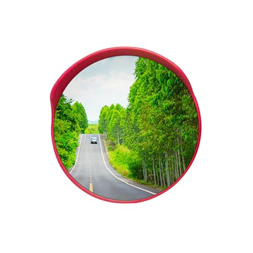 Espejo convexo de seguridad de tráfico – Espejo de seguridad redondo de gran angular de 45 a 80 cm para entrada y uso en interiores y exteriores con soporte de montaje en pared, visibilidad y