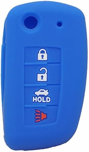 Silicone Key Fob Cover Remote Keyless Case for Nissan X-Trail Ariya Murano March LIVINA Sunny Maxima GENISS (Blue)