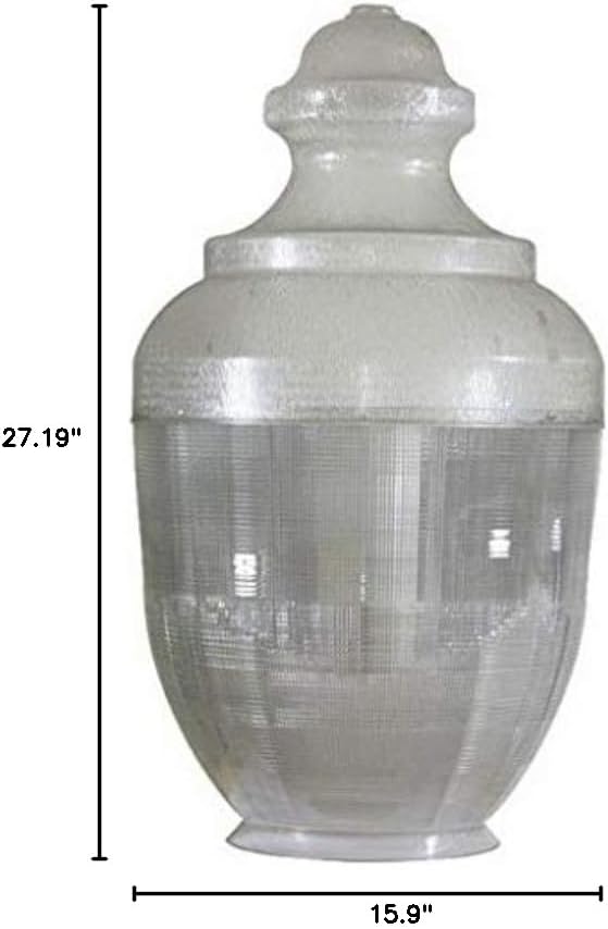 KASTLITE 88230 Acrylic Clear Acorn with Fitter Neck | 23" Height x 15.9" Width | 8" or 9" Outside Diameter Fitter Neck | Manufactured in the USA (ALEX 5, 8F Neck)