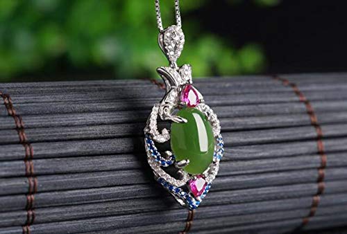 Collier ras du cou en jade vert naturel pendentif cœur - 2