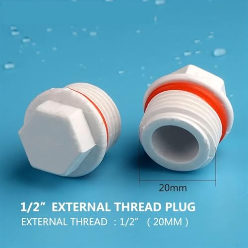 Tapón de PVC para tubo de 20mm con rosca macho de 1/2 de alta resistencia estándar 3