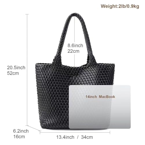 Bolso tote grande de cuero tejido vegano para mujer miniatura 5