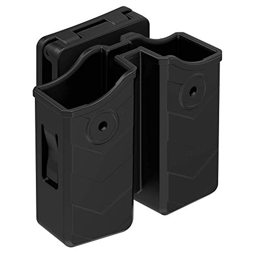 Universal Double Magazine Pouch, 9Mm .40 Double Stack Mag. Holder Dual Stack Mag Holster With 1.5''-2'' Belt Clip Fit Glo-Ck Sig Sauer S&W Beretta Browning Taurus H&K Most Pistol Mags #TOP1